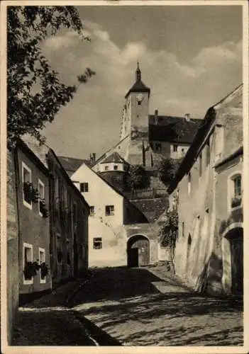 Ak Nabburg Pfalz, Gasse im Ort, Tor, Kirchturm, Häuser