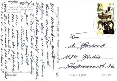 Ak Ostseebad Prerow auf dem Darß, Seemannskirche, Innenansicht, Taufbecken