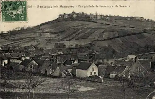 Ak Fontenay Cher, pres Sancerre, vue generale