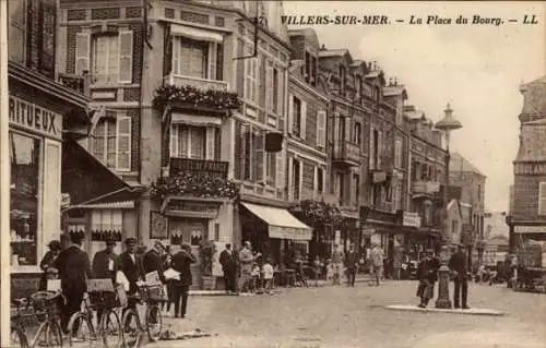 Ak Villers sur Mer Calvados, Place du Bourg