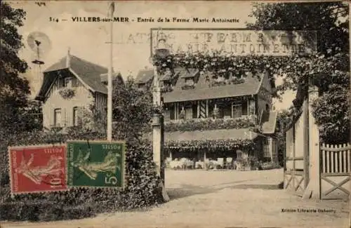 Ak Villers sur Mer Calvados, Eingang zur Marie Antoinette Farm