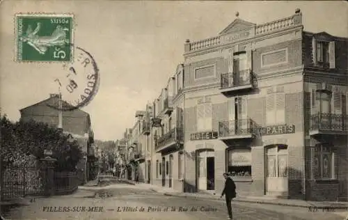 Ak Villers sur Mer Calvados, Hotel de Paris, Rue du Casino