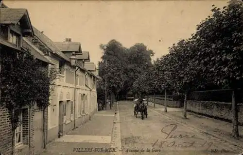 Ak Villers sur Mer Calvados, Avenue de la Gare