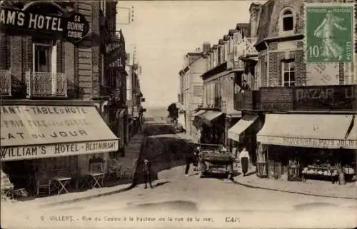 Ak Villers sur Mer Calvados, Rue du Casino auf der Höhe der Rue de la Mer