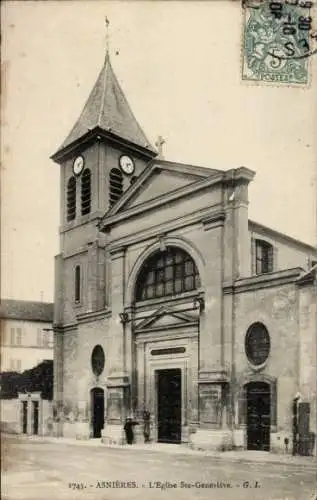 Ak Asnières sur Seine Hauts-de-Seine, Kirche St. Genevieve