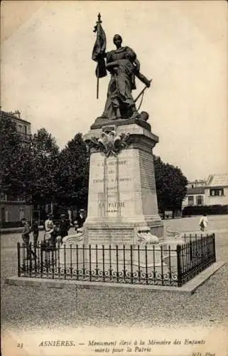 Ak Asnières-sur-Seine Hauts-de-Seine, Denkmal