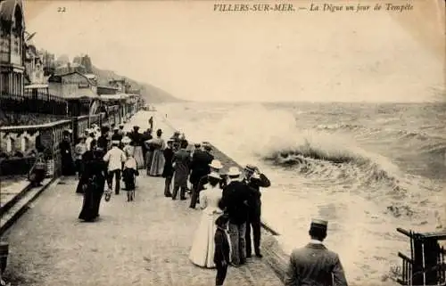 Ak Luc sur Mer Calvados, La Digue, jour de Tempete, Aufgewühltes Wasser