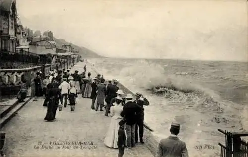 Ak Luc sur Mer Calvados, La Digue, jour de Tempete, Aufgewühltes Wasser