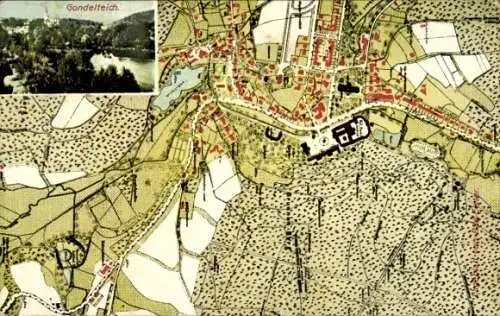 Stadtplan Ak Bad Elster im Vogtland, Gondelteich