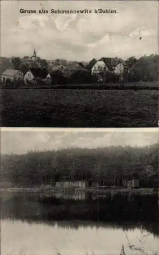 Ak Schmannewitz Dahlen in Sachsen, Panorama, Ufer