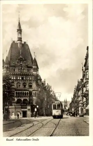 Ak Kassel in Hessen, Hohenzollernstraße, Straßenbahn, Litfaßsäule