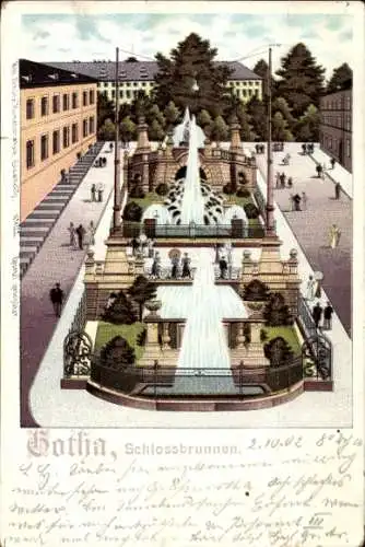 Litho Gotha in Thüringen, Schlossbrunnen