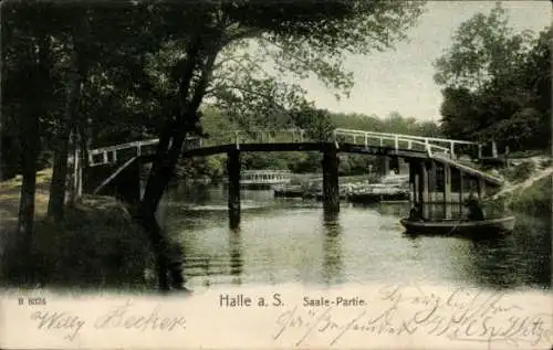 Ak Halle an der Saale, Steg, Ufer