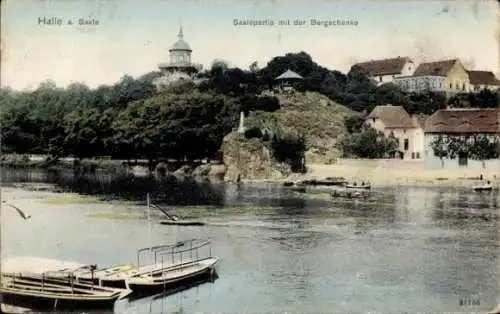 Ak Halle an der Saale, Saale mit der Bergschenke