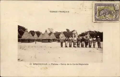 Ak Brazzaville Französisch-Kongo, Plateau, Regionales Wachlager