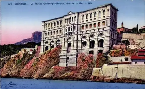 Ak Monaco, Das Ozeanographische Museum, Küste des Meeres