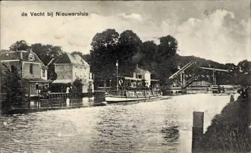 Ak Nieuwersluis Stichtse Vecht Utrecht, die Vecht, Brücke, Boot