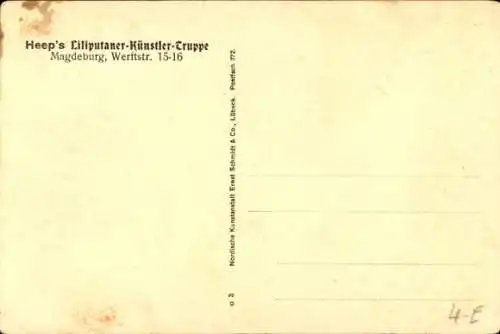 Ak Magdeburg an der Elbe, Heeps-Liliputaner-Künstler-Truppe, Werftstraße 15-16