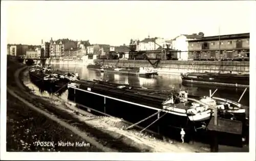 Ak Poznań Posen, Warthe Hafen