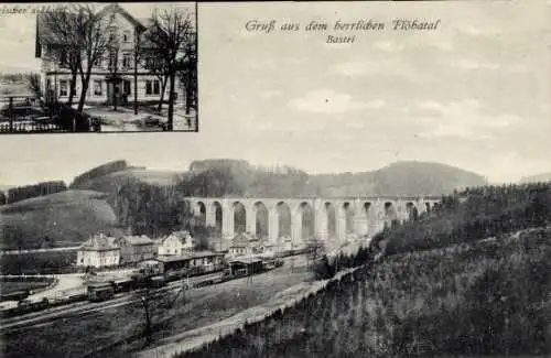 Ak Hetzdorf Flöha in Sachsen, Flöhatal, Bastei, Viadukt, Fischers Hotel