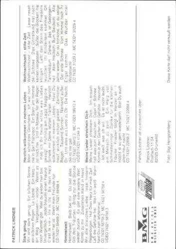 Ak Sänger Patrick Lindner, Portrait, Autogramm