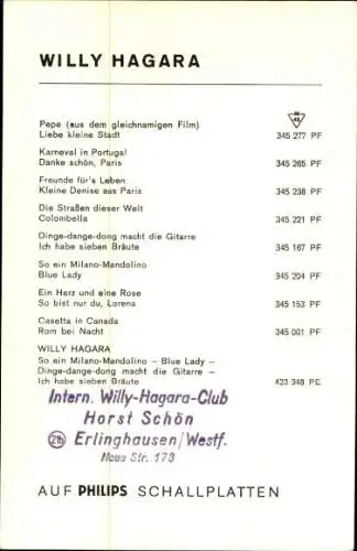 Ak Schauspieler, Sänger Willy Hagara, Portrait, Autogramm