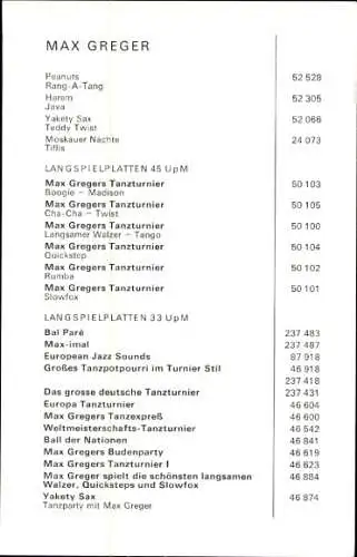 Ak Schauspieler und Sänger Max Greger, Portrait, Saxophon, Autogramm