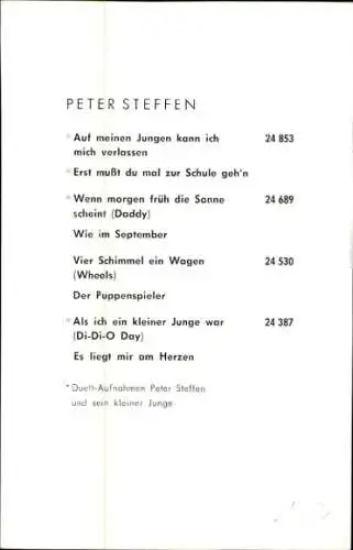 Ak Sänger Peter Steffen, Portrait, Autogramm