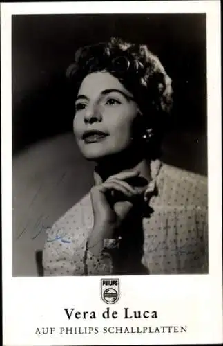 Ak Sängerin Vera de Luca, Portrait, Autogramm