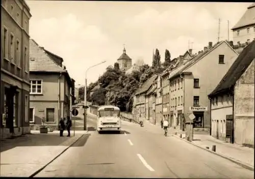 Ak Eilenburg an der Mulde, Bergstraße, Drogerie, Bus