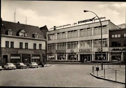 Ak Köthen in Anhalt, Holzmarkt, Konsum-Warenhaus, Kontakt, Geschäfte