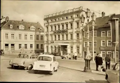 Ak Hohenstein Ernstthal Sachsen, Hotel Sachsenring, Selbstbedienungsgaststätte Braunes Ross, Autos