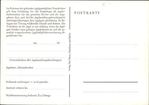 Künstler Ak Schatz, Manfred, Einladung zur Jagd, Wildschein, Winterlandschaft