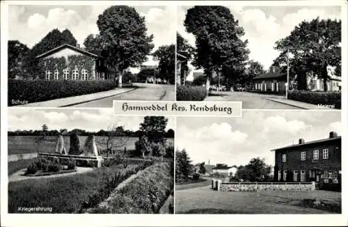 Ak Hamweddel Kreis Rendsburg, Schule, Meierei, Kriegerehrung