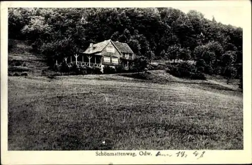 Ak Unter Schönmattenwag Wald Michelbach im Odenwald Hessen, Blick zur Hütte