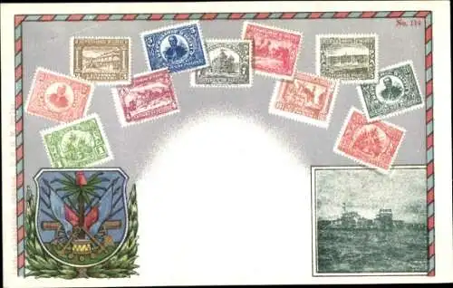 Briefmarken Wappen Ak Haiti