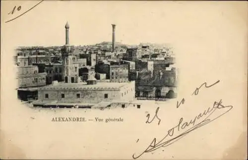 Ak Alexandria Ägypten, Totalansicht der Stadt, Minaretttürme