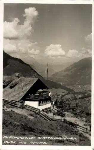 Foto Ak Arzl bei Imst Pitztal Tirol, Alpengasthof Plattenrain, Blick ins Inntal