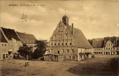 Ak Grimma in Sachsen, Marktplatz mit Rathaus