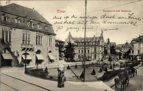 Ak Trier in Rheinland Pfalz, Kornmarkt mit Rathaus