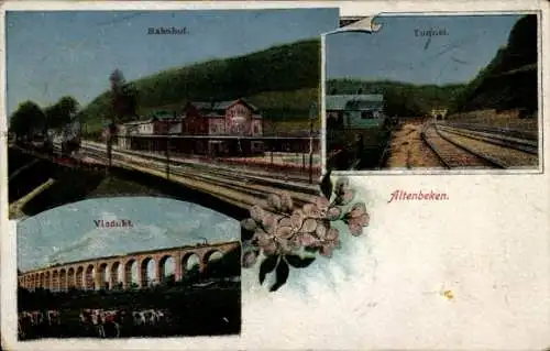 Ak Altenbeken in Westfalen, Bahnhof, Viadukt, Tunnel