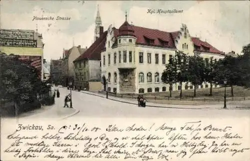 Ak Zwickau in Sachsen, Plauensche Straße, Königliches Hauptzollamt