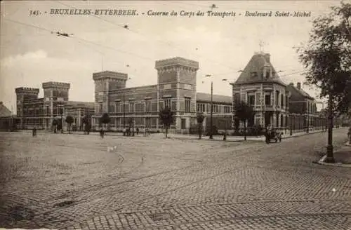 Ak Etterbeek Bruxelles Brüssel, Caserne du Corps des Transports, Boulevard Saint-Michel