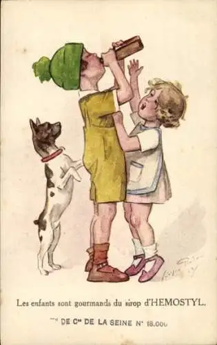 Künstler Ak Kinder sind gierig nach Hemostyl-Sirup, Reklame