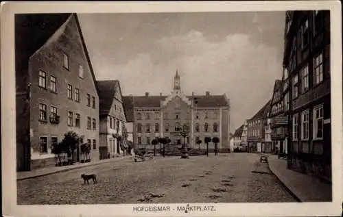 Ak Hofgeismar in Hessen, Marktplatz, Hund