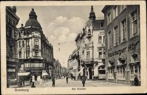 Ak Duisburg im Ruhrgebiet, am Kuhtor, Duisburger Hof, Palast Hotel