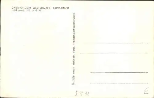 Ak Kammerforst im Westerwald, Gasthof zum Westerwald, Gesamtansicht