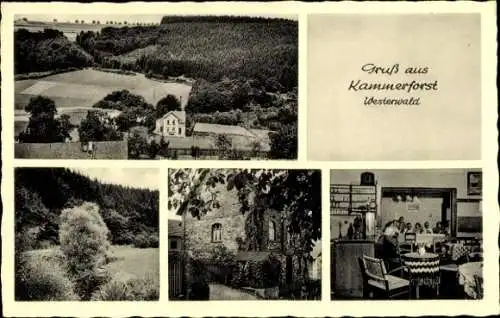 Ak Kammerforst im Westerwald, Gasthof zum Westerwald, Panorama, Gastraum