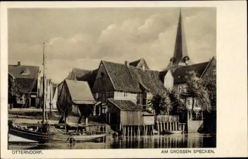 Ak Otterndorf an der Niederelbe, Am großen Specken, Turm, Boot