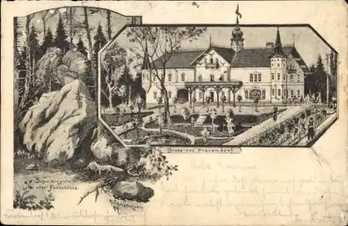 Künstler Litho Frauendorf Windorf an der Donau Niederbayern, Schwedengrotte, Fuchshöhle